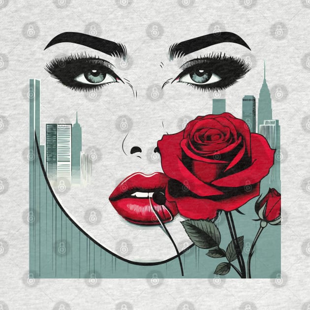 Lipstick Red Lips, Cute Rose Lady by Teebevies